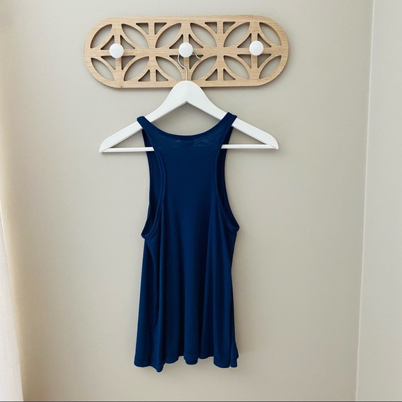 Free People Ribbed Tank Top Navy Blue Sz Small - Picture 6 of 8